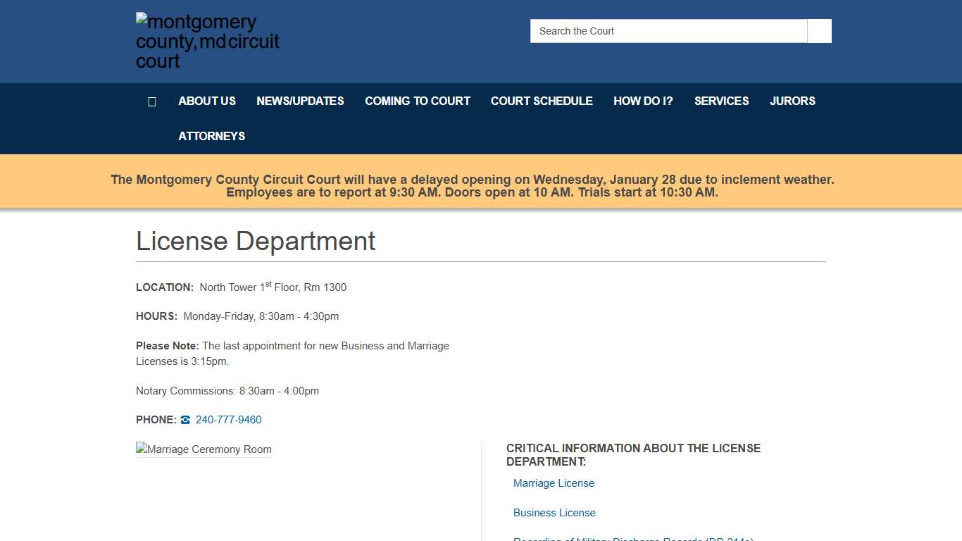 License Department - Montgomery County, MD Circuit Court